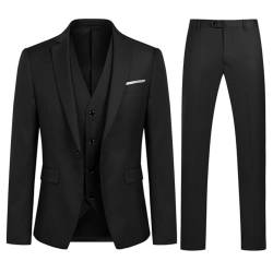 Sliktaa Anzug Herren 3-Teillig mit Muster Hochzeit Party Schalkragen Formell Business Smoking Blazer und Hose von Sliktaa