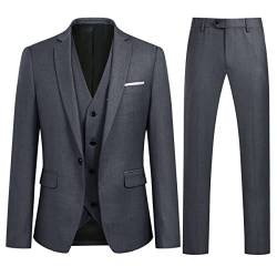 Sliktaa Anzug Herren 3-Teillig mit Muster Hochzeit Party Schalkragen Formell Business Smoking Blazer und Hose von Sliktaa