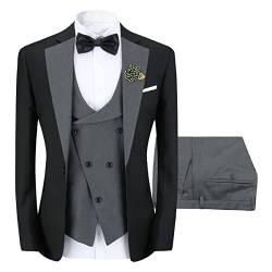 Sliktaa Herren 3-Teiliger Anzug Slim Fit Formeller Hochzeit Büro Blazer Weste und Hose Mehrfarbig von Sliktaa