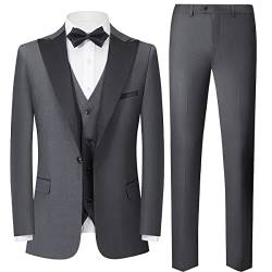 Sliktaa Herren Business Bankett Gentleman EIN-Knopf-Smoking-Anzug Dreiteiliges Kostüm(Grau M) von Sliktaa