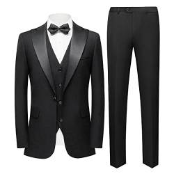 Sliktaa Herren Business Bankett Gentleman EIN-Knopf-Smoking-Anzug Dreiteiliges Kostüm(Schwarz 2XL) von Sliktaa