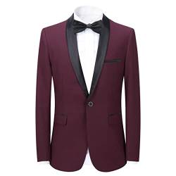 Sliktaa Herren Sakko Slim Fit EIN Knopf Blazer Männer Casual Sportlich Anzugjacke Für Hochzeit Business(Rot XL) von Sliktaa