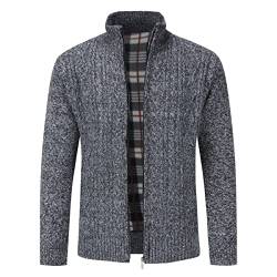 Sliktaa Herren Strickjacke Festival Cardigan Warm Trachtenjacke Mode Schlichter Pullover Langarm Sweatjacke Reißverschluss(Dunkel Grau 3L) von Sliktaa