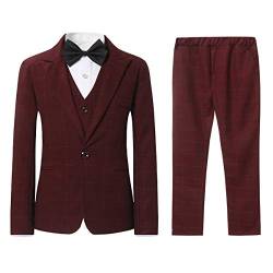 Sliktaa Jungen Anzug 3-Teilig Einreiher Einknopf Hochzeit Party Sakko Blazer Weste Hose von Sliktaa