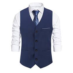 Sliktaa Weste Herren Business Hochzeit Slim fit mit 4 Knöpfe Anzugweste Saphir Large von Sliktaa