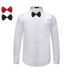 Smokinghemd Herren Freizeitemd kläppchenkragen Slim Mode Schmale Passform Dinner Oberhemd(Weiß 2 XL) von Sliktaa