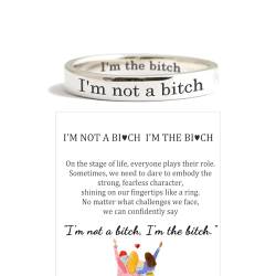 I'm Not A Bitch I'm The Bitch Ring, personalisierter inspirierender Silberring für Frauen, inspirierende Ringe für die beste Freundin für Schwestern, Freundschaftsgeschenkschmuck (Silver,10) von Slipasikao