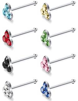 Sllaiss 8PCS 925 Sterling Silver Nose Stud for Women Men Cubic Zirconia Colourful Star Round Cute Delicate Shiny Small Nose Stud Set Piercing Jewellery Nostril Piercing Jewelry 22G 3mm(stil a) von Sllaiss