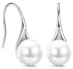 Sllaiss 925 Sterling Silber Perlen Ohrringe für Frauen Perlenohrringe Weiß von Sllaiss