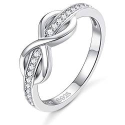 Sllaiss 925 Sterling Silber Unendlichkeit Ringe für Damen Zirkonia Endlos Ring Eheringe Größe 7 von Sllaiss