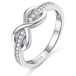 Sllaiss 925 Sterling Silber Unendlichkeit Ringe für Damen Zirkonia Endlos Ring Eheringe Größe 9 von Sllaiss