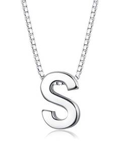 Sllaiss Anfängliche Halskette 925 Sterling Silber Brief Anhänger Halskette personalisierte Alphabet von A bis Z anfängliche Charm Anhänger Halskette für Frauen von Sllaiss