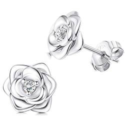 Sllaiss Rosen Ohrringe Sets with Österreich Zirconia 925 Sterling Silber Ohrstecker für Frauen 18K Gold Weißgold Blumen Ohrringe AAAAA Zirconia Ohrringe von Sllaiss