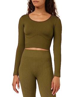 sloggi Damen Ever Infused CBD Crop top LS Oben, Martini Olive, M von Sloggi