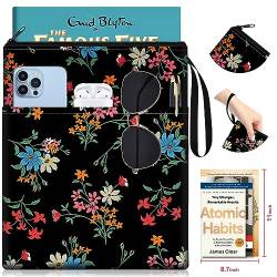 Slohif Book Sleeve Pouch Book Cover Protector with Zipper Cute Book Beau Booksleeve Small Large Floral Pouches for Paperback HardBook Cover Reading Accessories Gift for Students Women Readers von Slohif
