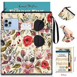 Slohif Book Sleeve Pouch Book Cover Protector with Zipper Cute Book Beau Booksleeve Small Large Retro Flowers Pouches for Paperback HardBook Cover Reading Accessories Gift for Students Women Readers von Slohif