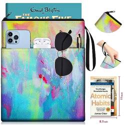 Slohif Book Sleeve Pouch Book Cover Protector with Zipper Cute Book Beau Booksleeve Small Large Watercolor Pouches for Paperback HardBook Cover Reading Accessories Gift for Students Women Readers von Slohif