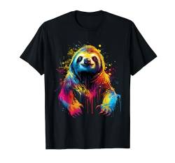 Cooles Faultier auf bunt bemaltem Faultier T-Shirt von Sloth lover on Sloth kids, women, men apparel