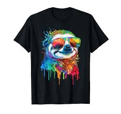 Künstlerisches, buntes Pop-Art-Faultier T-Shirt von Sloth lover on Sloth kids, women, men apparel