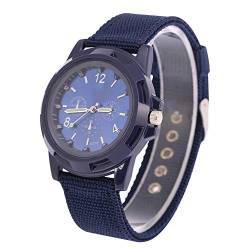 Runde Nylonarmband-Militärarmbanduhr Premium-Nylon-Uhrenarmbänder Analoge Militärsport-Unisex-Armbanduhr, elektronische analoge Armbanduhr (Blue) von Sluffs
