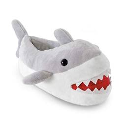 Kinder Jungen Hausschuhe Stiefel Bootie Plüsch Tier Monster Neuheit Warm Flauschig Geschenk, - Grauer 3D-Hai - Größe: 32 EU von SlumberzzZ
