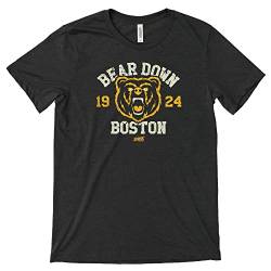 Boston Hockey Fans. Bear Down Boston Heather T-Shirt, Gr. S - 5X, Schwarz, Herren, Heather Black, Large von Smack Apparel