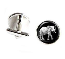 Elefanten-Manschettenknöpfe, Elefanten-Schmuck, Elefanten-Accessoire, kuppelförmiger Glasschmuck, reine Handarbeit. von Small Elf