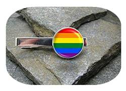 Krawattenklammer mit Regenbogen-Motiv, personalisierbar, für Herren von Small Elf