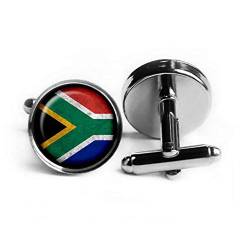 Small Elf Manschettenknöpfe Südafrika Südafrikanische Flagge, kuppelförmiger Glasschmuck, reine Handarbeit von Small Elf