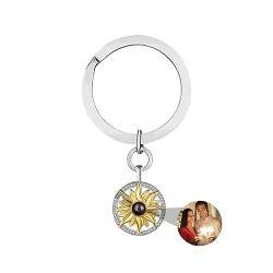 Personalisierte Foto Projektion Schlüsselanhänger Sonnenblume Schlüsselanhänger Ich liebe dich Schlüsselanhänger Silber Bild Schlüsselanhänger Geschenk für Geburtstag Weihnachten Valentinstag,Stil 1 von Smallduuck