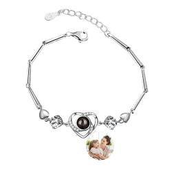 Smallduuck Benutzerdefinierte Foto Projektion Armband für Frauen Herz-Foto-Armband Ich liebe dich Armband 100 Sprachen Muttertag Geburtstag Jahrestag Valentinstag für Frauen, Stil 3 von Smallduuck