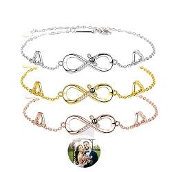 Smallduuck Personalisiertes Unendlichkeits Fotoprojektionsarmband für Frauen silbernes Bildarmband 100 Sprachen Ich liebe dich Armband Fotoschmuck für Geburtstag Valentinstag Weihnachten,Stil 3 von Smallduuck