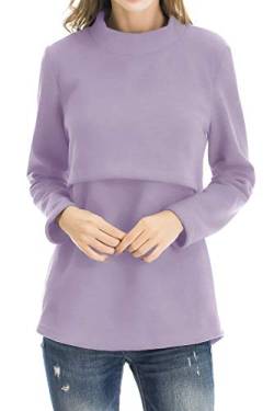 Smallshow Damen Fleece Stilloberteile Winter Langarm Stillkleidung für Stillen L Lavender von Smallshow