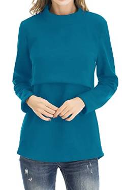 Smallshow Damen Fleece Stilloberteile Winter Langarm Stillkleidung für Stillen L Teal von Smallshow