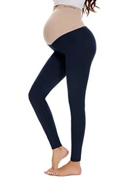 Smallshow Damen Lange Umstandsleggings Strcetch Umstandsmode Umstandshose Navy M von Smallshow