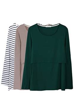 Smallshow Damen Modal Stilltops Langarm Shirts zum Stillen 3er Pack - - Mittel von Smallshow