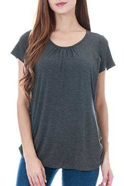 Smallshow Damen Mutterschaft Stilltop Kurzarm Umstandstop Umstandsmode Schwangerschaft Stillshirt Dim Grey XX-Large von Smallshow