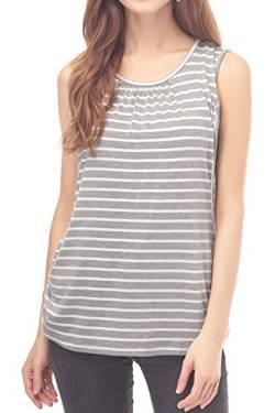 Smallshow Damen Mutterschafts Stillshirt Tank Tops Sommer Ärmellos Stillen Kleidung Grey Stripe L von Smallshow