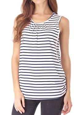 Smallshow Damen Mutterschafts Stillshirt Tank Tops Sommer Ärmellos Stillen Kleidung White Stripe L von Smallshow