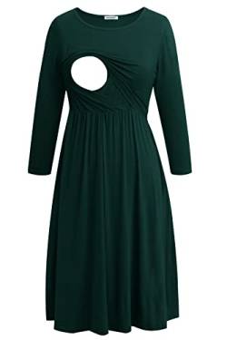 Smallshow Damen Schwangerschaftskleid Umstandsmode Kleide Umstandskleide Stillkleide Deep Green XL von Smallshow