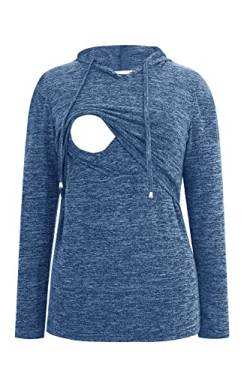 Smallshow Damen Still-Tops Sweatshirt Langarm Stillen Shirt Hoodie, navy, Klein von Smallshow