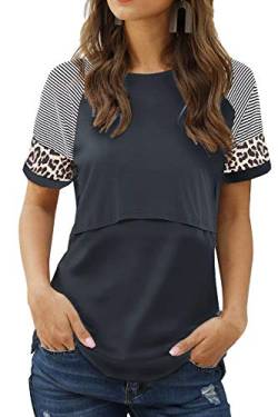 Smallshow Damen Stillshirt Kurzarm Umstandsmode Tshirt Still Nursing Tops Sommer,Dark Grey,L von Smallshow