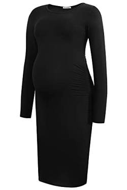 Smallshow Damen Umstandskleid Lange ärmel Umstandsmode Kleid,Black,M von Smallshow