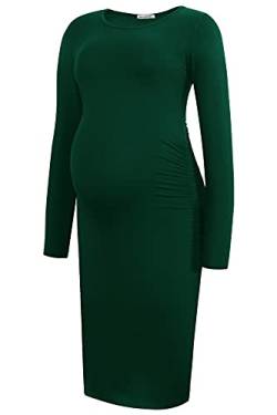 Smallshow Damen Umstandskleid Lange ärmel Umstandsmode Kleid,Deep Green,XL von Smallshow