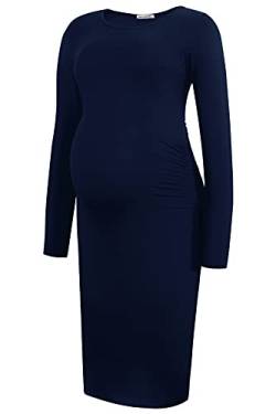 Smallshow Damen Umstandskleid Lange ärmel Umstandsmode Kleid,Navy,S von Smallshow