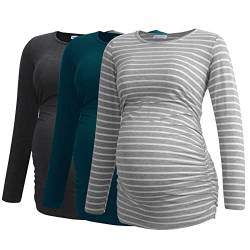 Smallshow Damen Umstandsshirts Langarm Schwangerschaft Kleidung Tops 3er-Pack - - Mittel von Smallshow