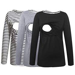 Smallshow Damen Umstandsstill-Tops, bequem, langärmelig, Still-T-Shirt - - Mittel von Smallshow