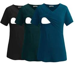 Smallshow Damen V-Ausschnitt Stilltops Shirts Stillkleidung 3er Pack - - Mittel von Smallshow