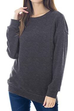 Smallshow Pflege Sweatshirt Langarm T-Shirt Bluse Stillen Pullover Tops Stillshirt Deep Grey 2XL von Smallshow