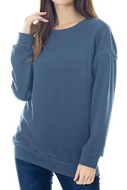Smallshow Pflege Sweatshirt Langarm T-Shirt Bluse Stillen Pullover Tops Stillshirt L Grey Blue von Smallshow
